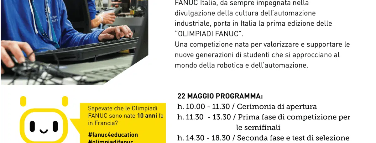 Appuntamento il 22 e 23 maggio 2023 con la 1° edizione delle Olimpiadi Fanuc 3