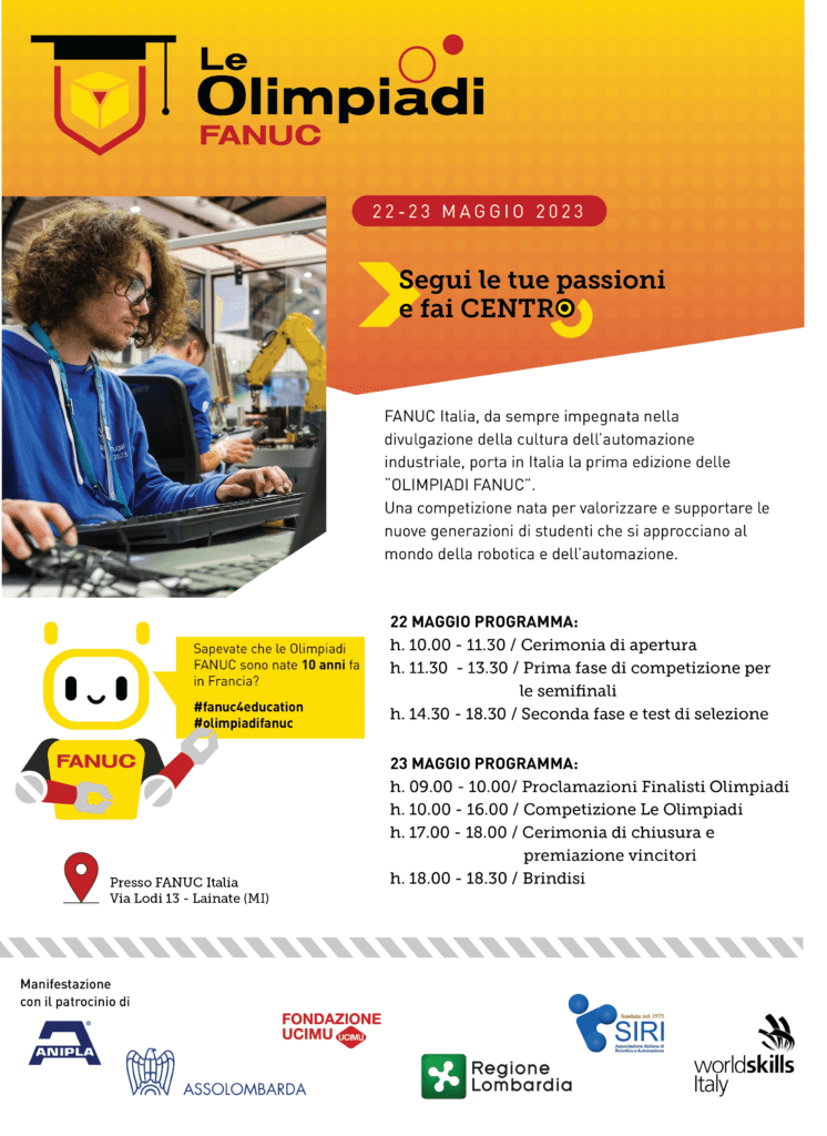 Appuntamento il 22 e 23 maggio 2023 con la 1° edizione delle Olimpiadi Fanuc 3