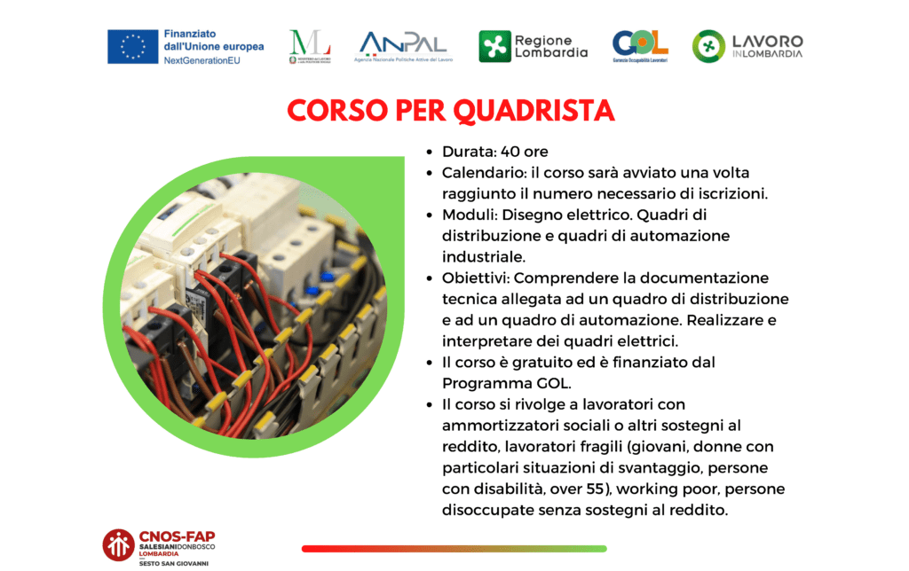 Corso per Quadrista finanziato dal programma GOL in partenza la prossima settimana a Sesto San Giovanni 3
